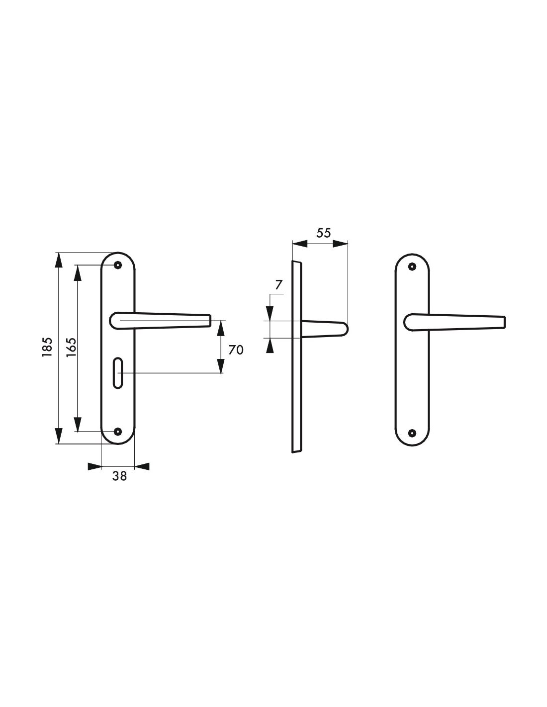 THIRARD - Ensemble de poignées pour porte intérieure Leto à condamnation, carré 7mm, entr'axes 165mm, argent - THIRARD - 3