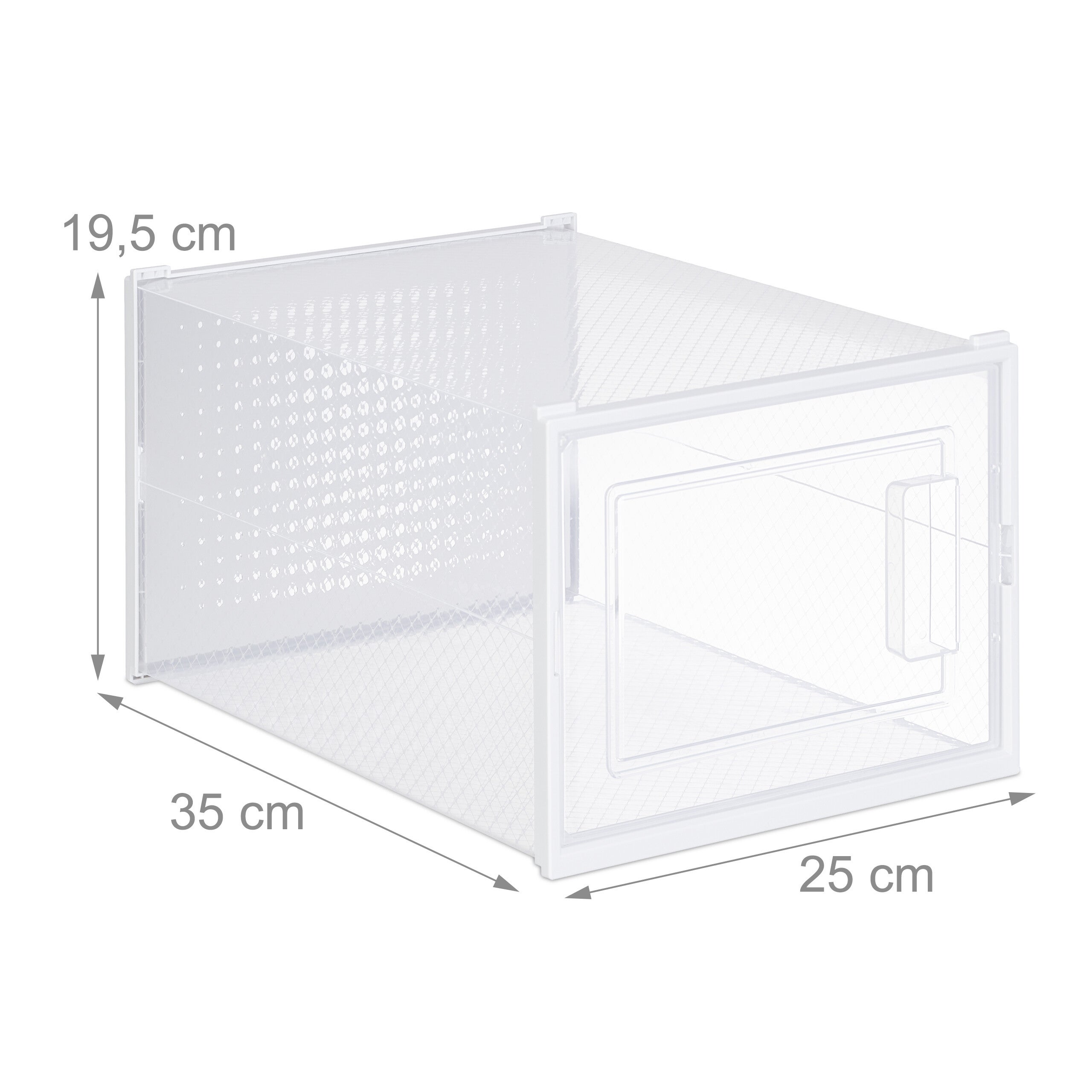 boîtes à chaussures, lot de 12, avec porte, empilables, pointure jusqu'à 47, casier de rangement, transparent, Relaxdays - 4