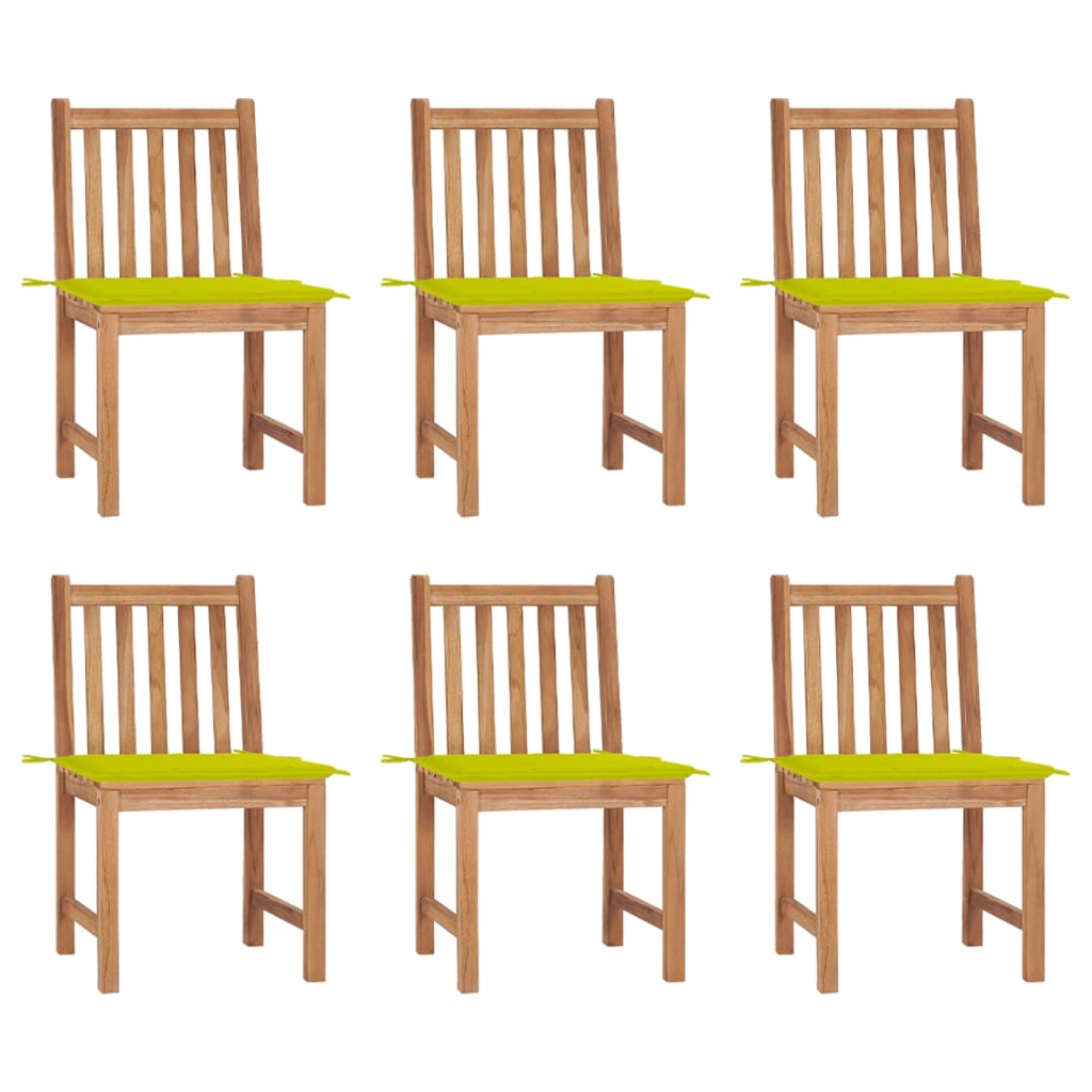 Chaises de jardin 6 pcs avec coussins Bois de teck massif - 2