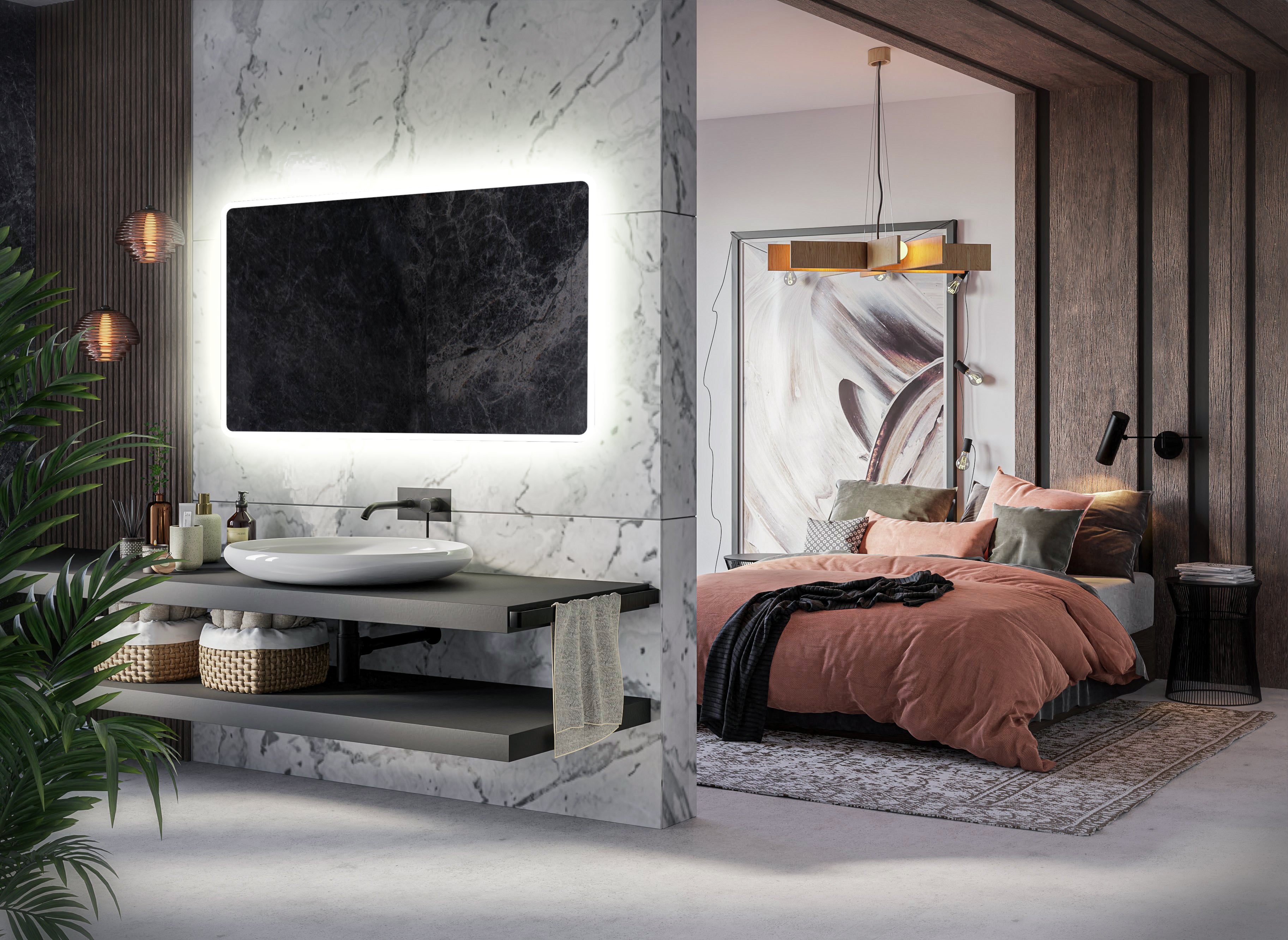 Miroir De Salle De Bain LED Moderne — Réglable, Couleur Argent, Fixation Murale