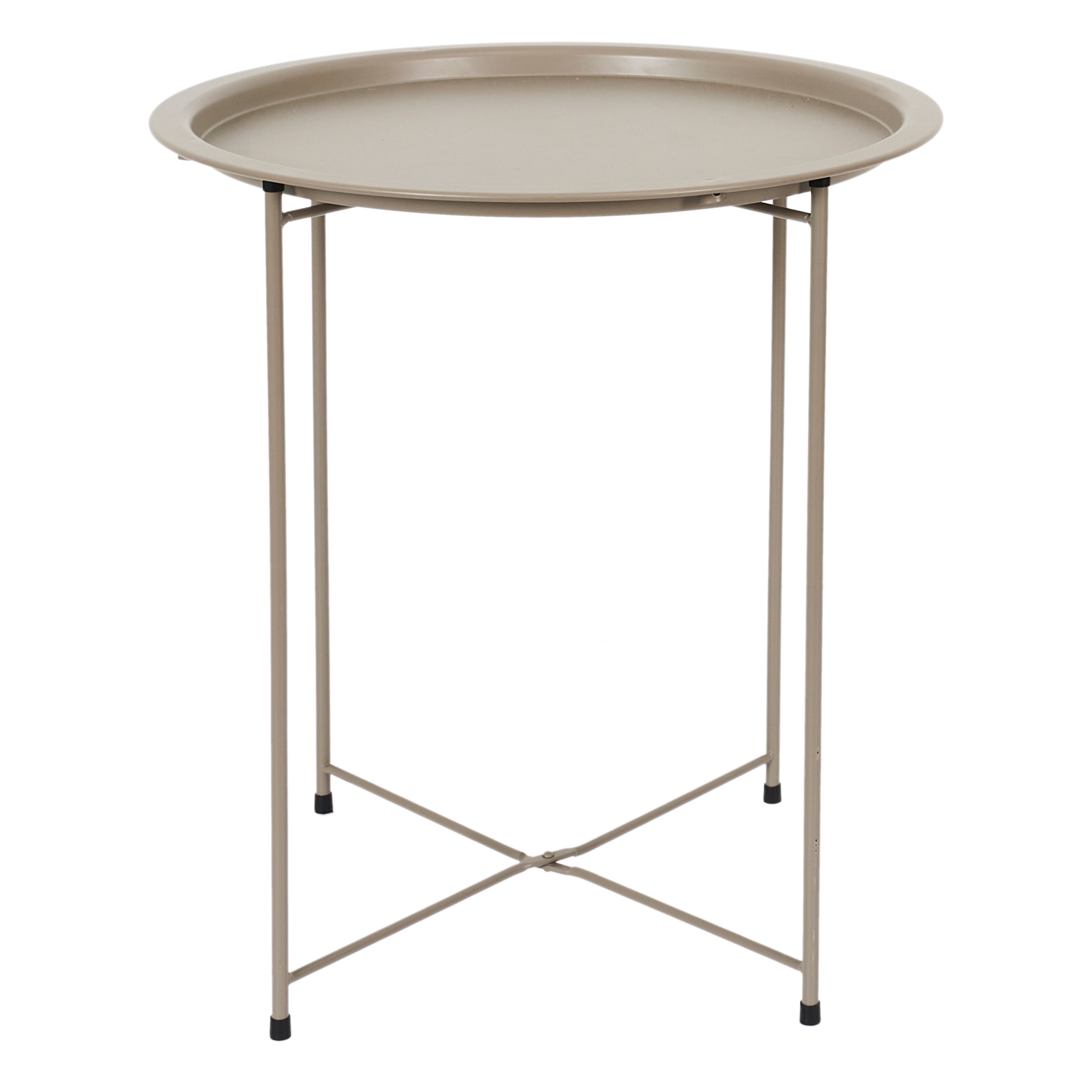 Table basse de jardin rond en Métal Beige - 2