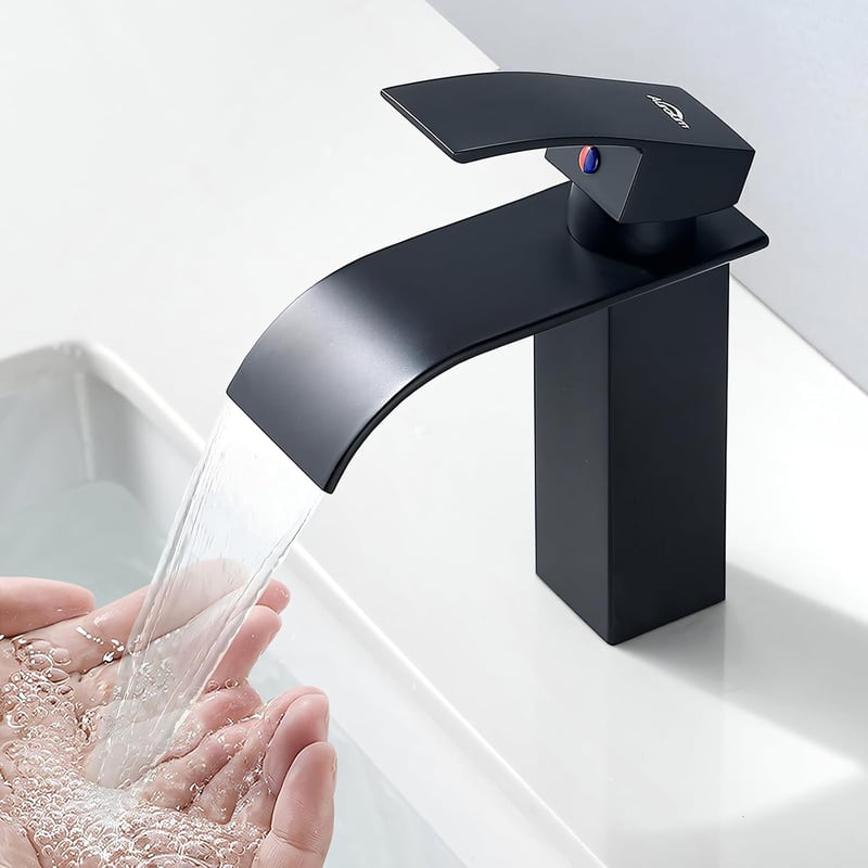 LOVHAUS Bateria Łazienkowa, Bateria Umywalkowa ze Stali Nierdzewnej z Wodospadem, Bateria Umywalkowa z Wysokością Wylewki 123 mm