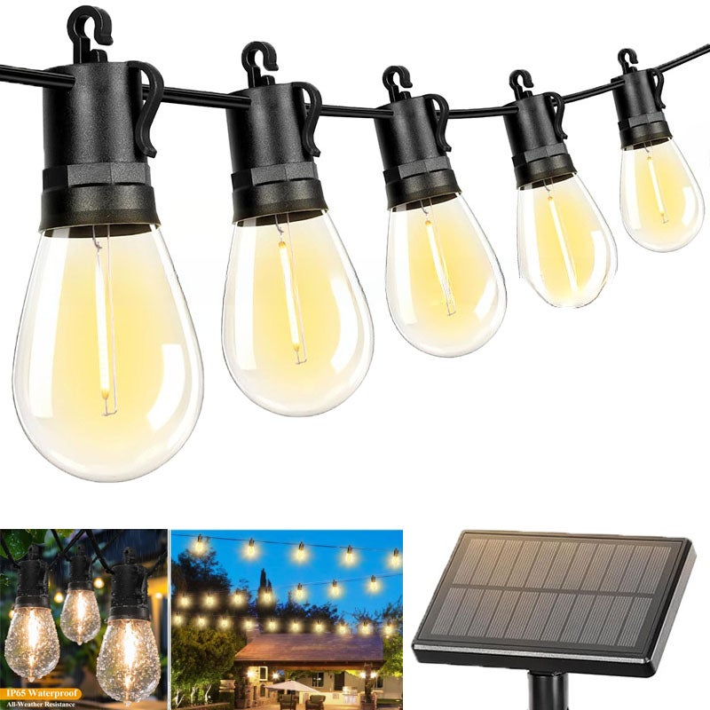 Zewnętrzna solarna girlanda świetlna o długości m stóp z żarówkami LED i zapasową żarówką LED tryby oświetlenia do ogrodu ciepłe białe światło