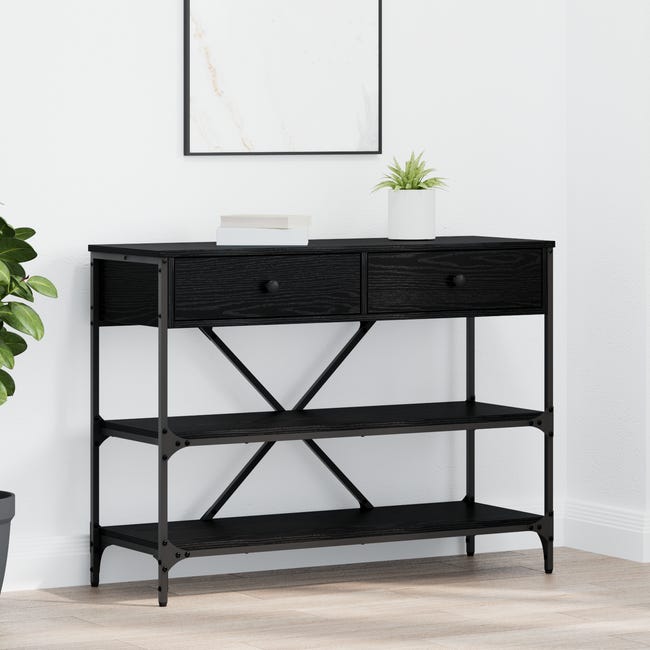 vidaXL Tavolo Bar con Rastrelliera Rovere Nero 90x40x103,5 cm vidaXL Tavolo Bar con Rastrelliera Rovere Nero 90x40x103,5 cm