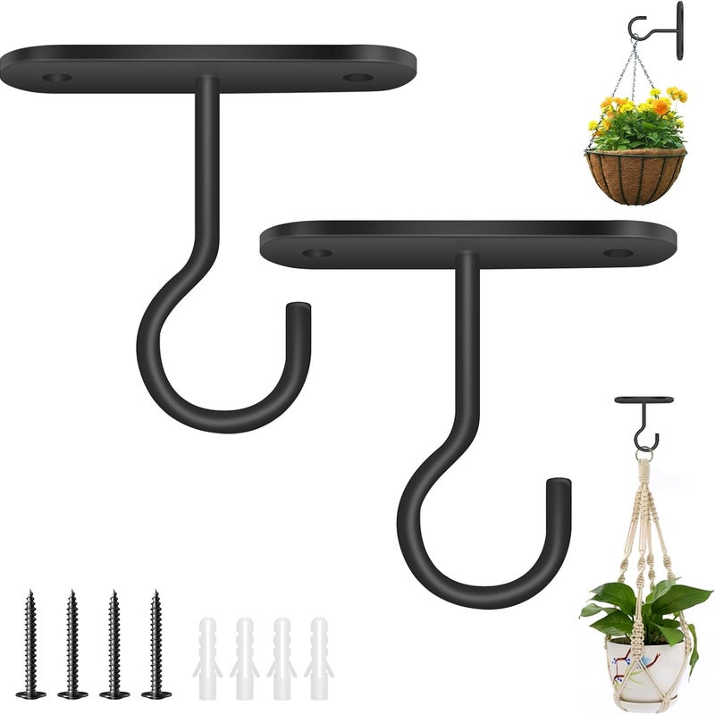 metalowe wieszaki na koszyki, dekoracyjne haki ścienne do doniczek i karmników dla ptaków, czarne