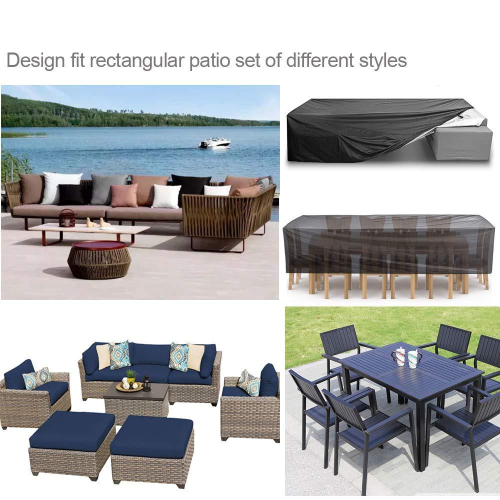 Housse de protection pour table de patio rectangulaire noire imperméable 213*132*74cm - 5