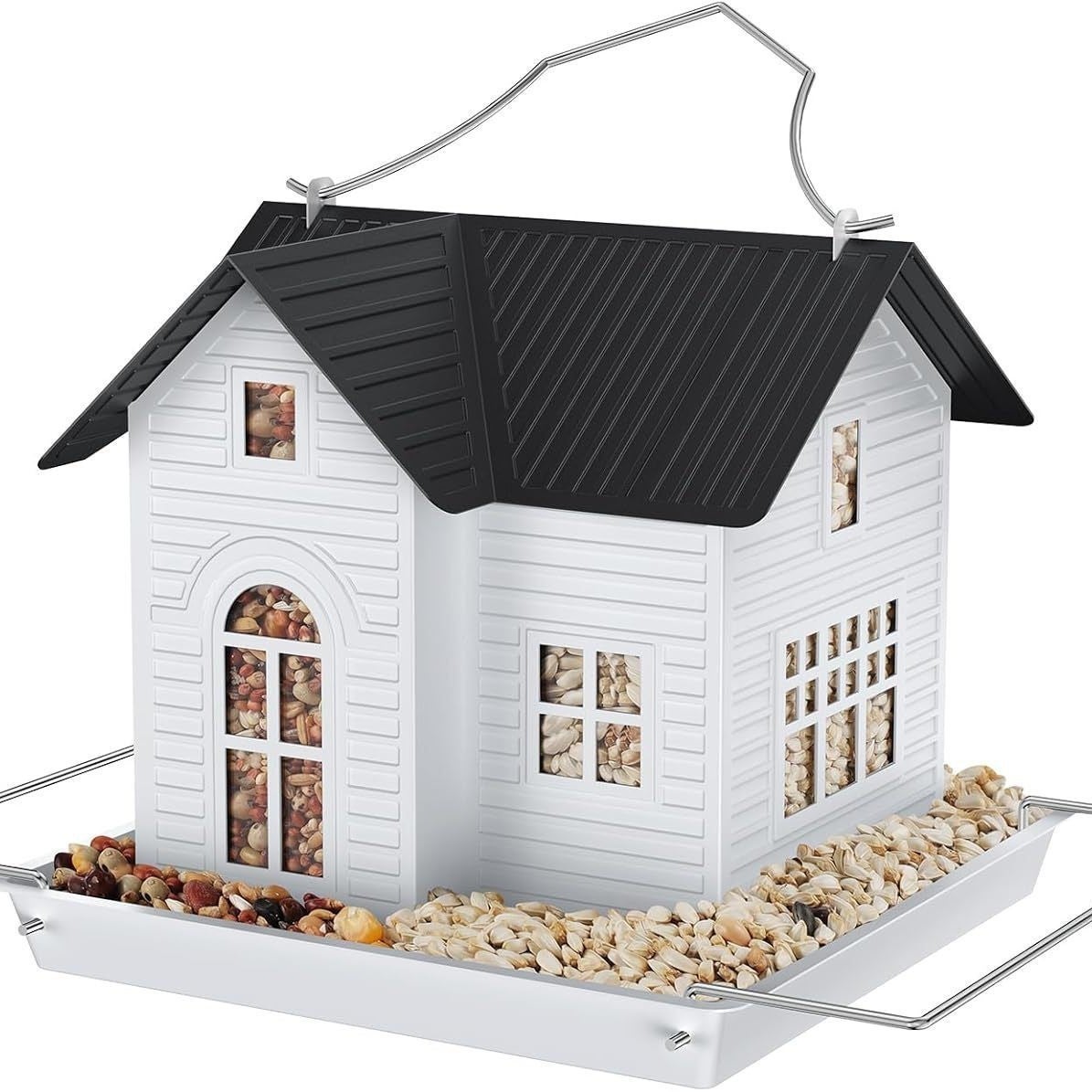 Mangeoire solaire pour oiseaux - Nichoir suspendu en métal avec lampes solaires, lanterne solaire d'extérieur, décoration de jardin, cadeaux uniques - 2