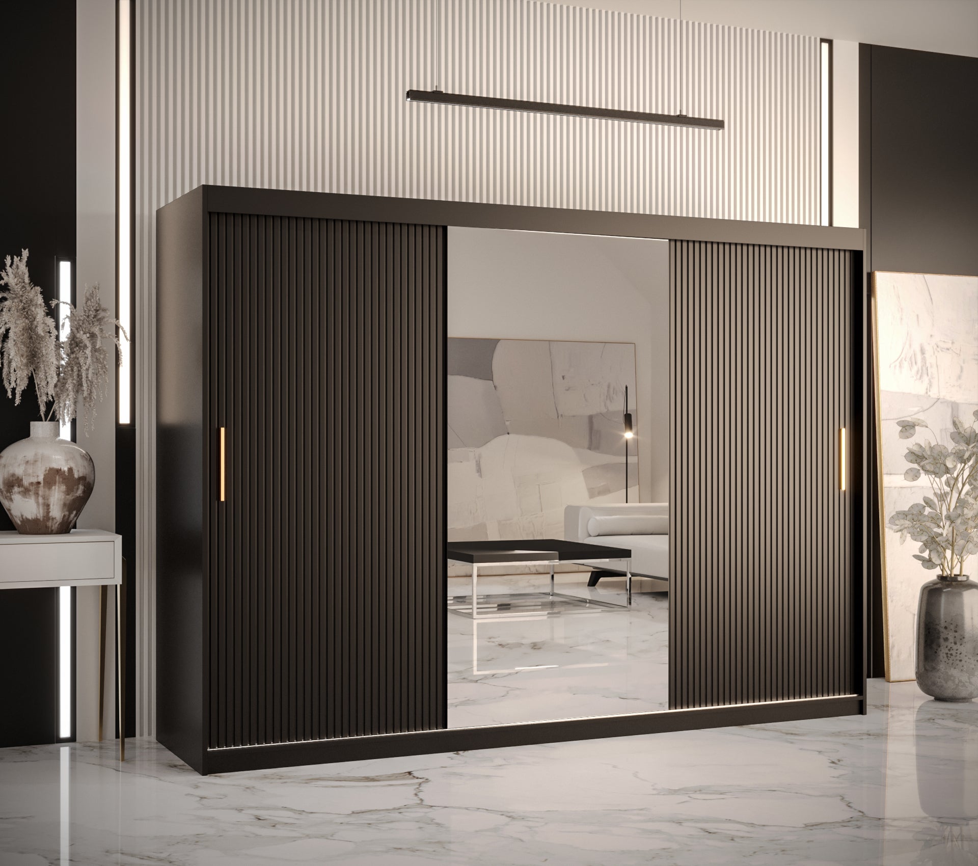 Szafa przesuwna garderoba RIFLO SLIM 2 250 x 62 x 200 cm Czarny - Abiks Meble - 2