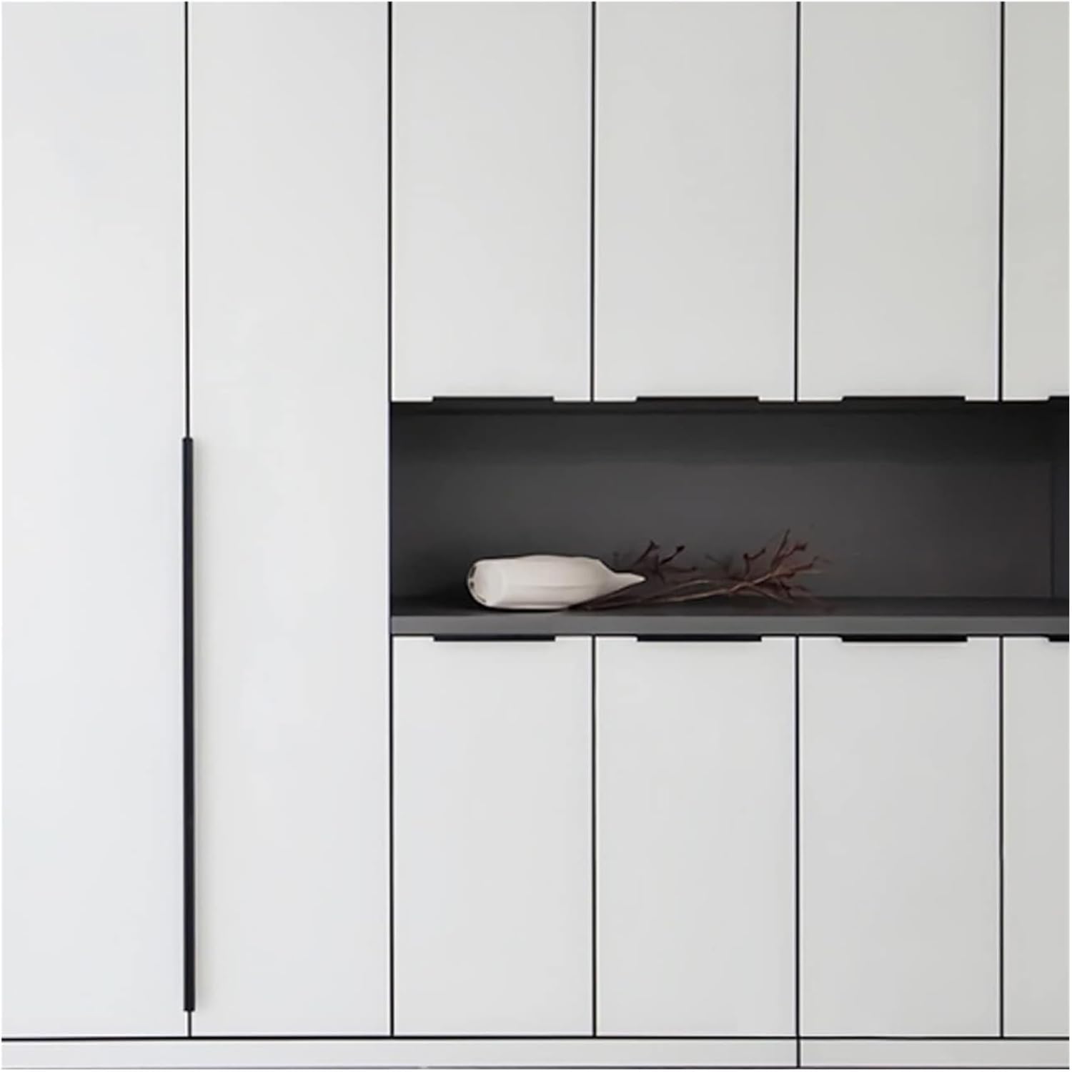 Poignée invisible – idéale pour différents styles d'armoires, tiroirs, placards et meubles – 1 pièce, noire, 150 mm - 4