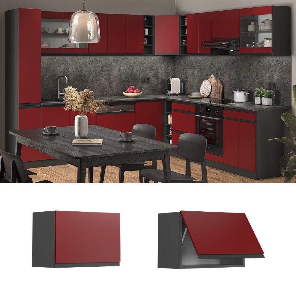 Vicco Elément haut de cuisine R-Line, Rouge, 60cm J-Shape, plat - 2