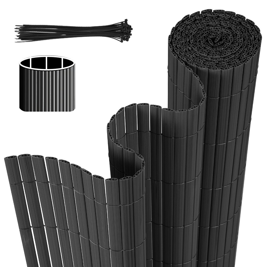Solidna mata PVC – Zewnętrzna osłona prywatności do ogrodu, tarasu i ogrodzenia Szary 100 x 900cm