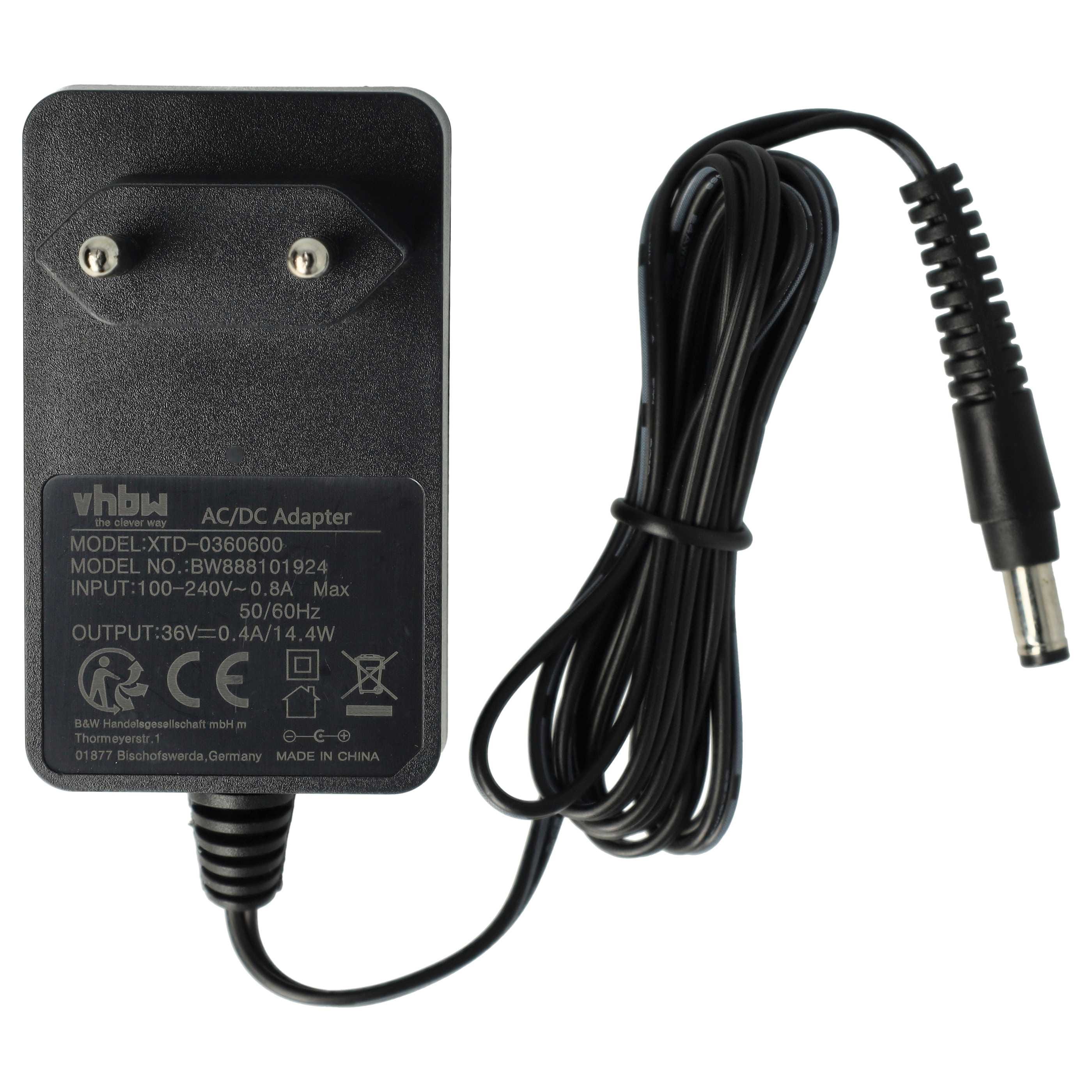 Vhbw Caricabatterie Per Rowenta X-Force Flex RH9678WO, RH9677, RH9639 - Alimentatore 21,46W Con Spina Euro