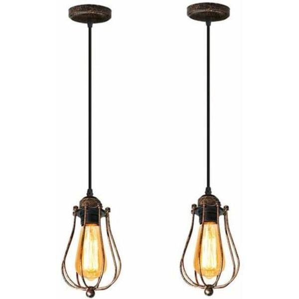 Przemysłowa lampa wisząca w stylu vintage z 2 żarówkami, lampa retro do kawiarni, loftu, kuchni, salonu i pokoju hotelowego (rdza)