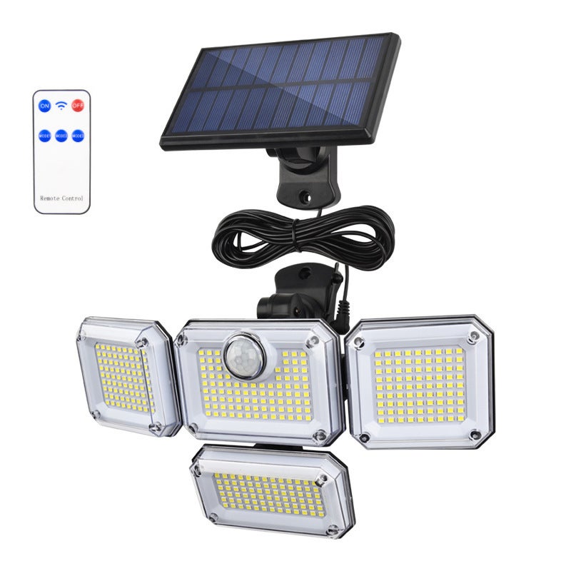 Zewnętrzne lampy solarne z czujnikiem ruchu, 333 LED, wodoszczelne lampy solarne IP65, 3 tryby oświetlenia i pilot zdalnego sterowania
