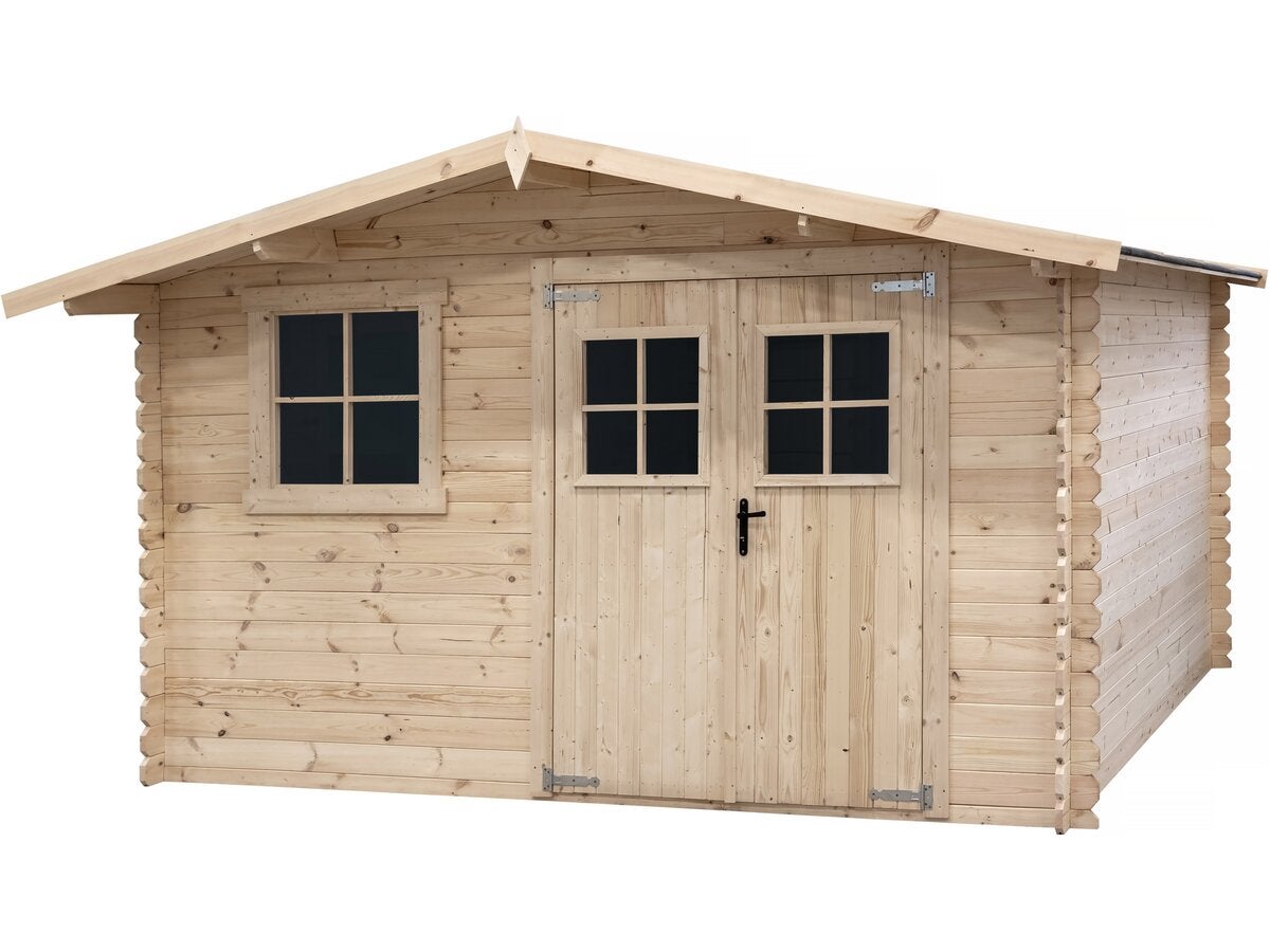 Abri de jardin en bois 14m² "Oz" - 388 x 298 x 225 cm - 28 mm | Leroy