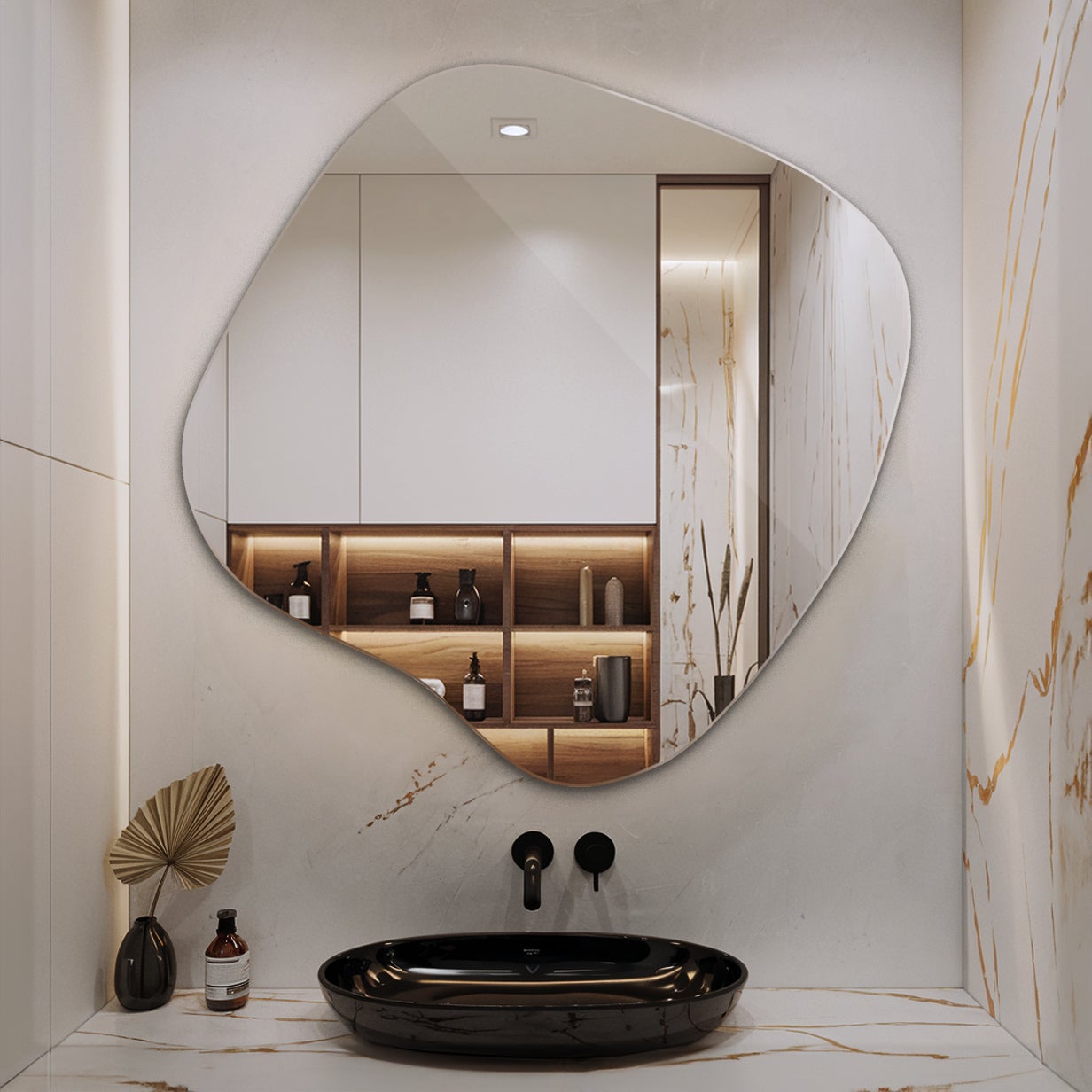 Specchio decorativo irregolare - Tulup - 67,6x67 - Uno specchio a forma di macchia - 2