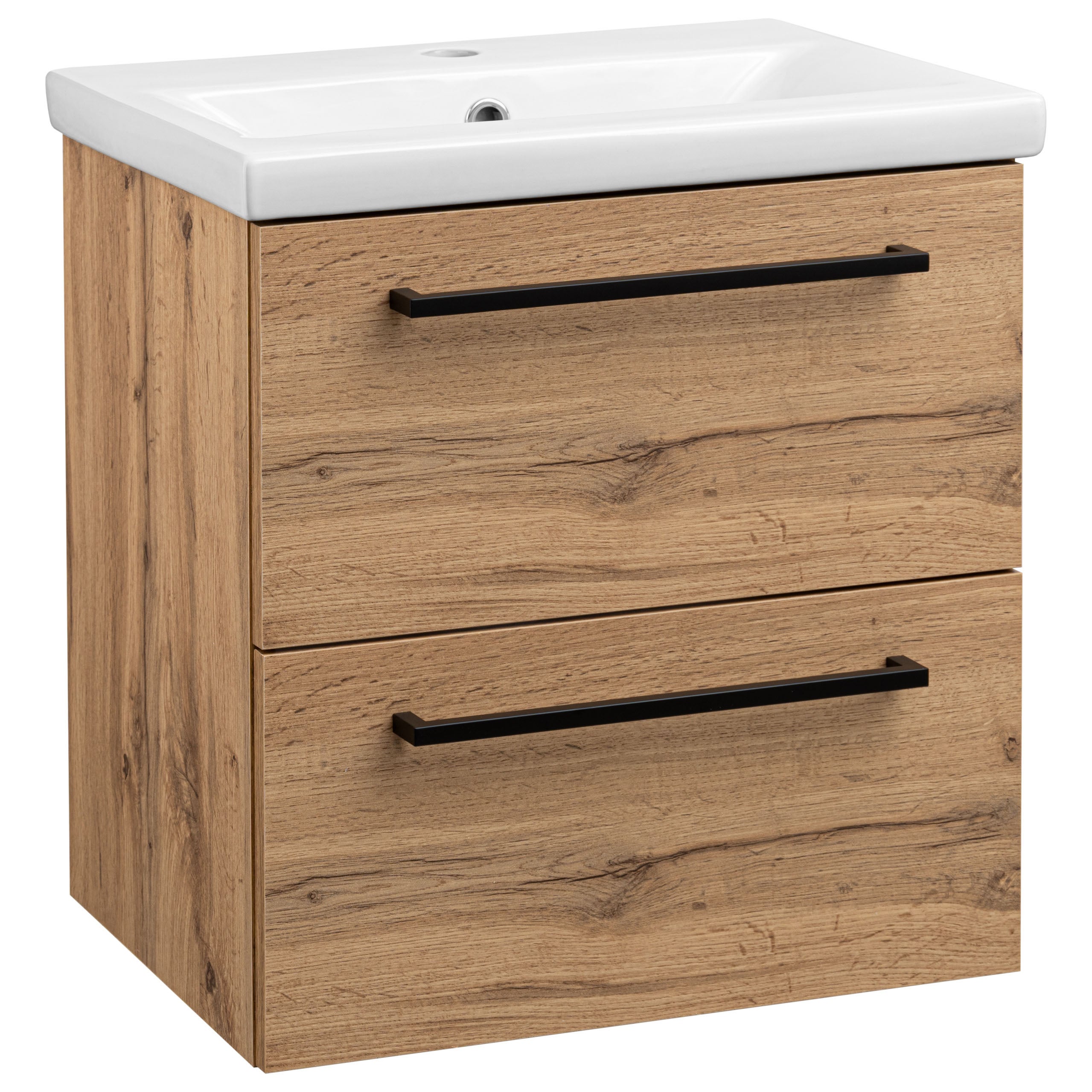 Szafka łazienkowa z umywalką wisząca pod umywalkę dąb wotan 50 cm zestaw