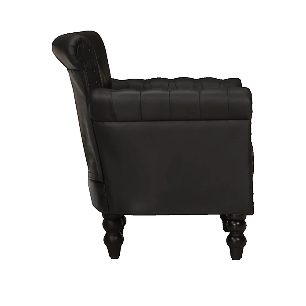 vidaXL Fauteuil Noir Cuir de chèvre véritable - 3