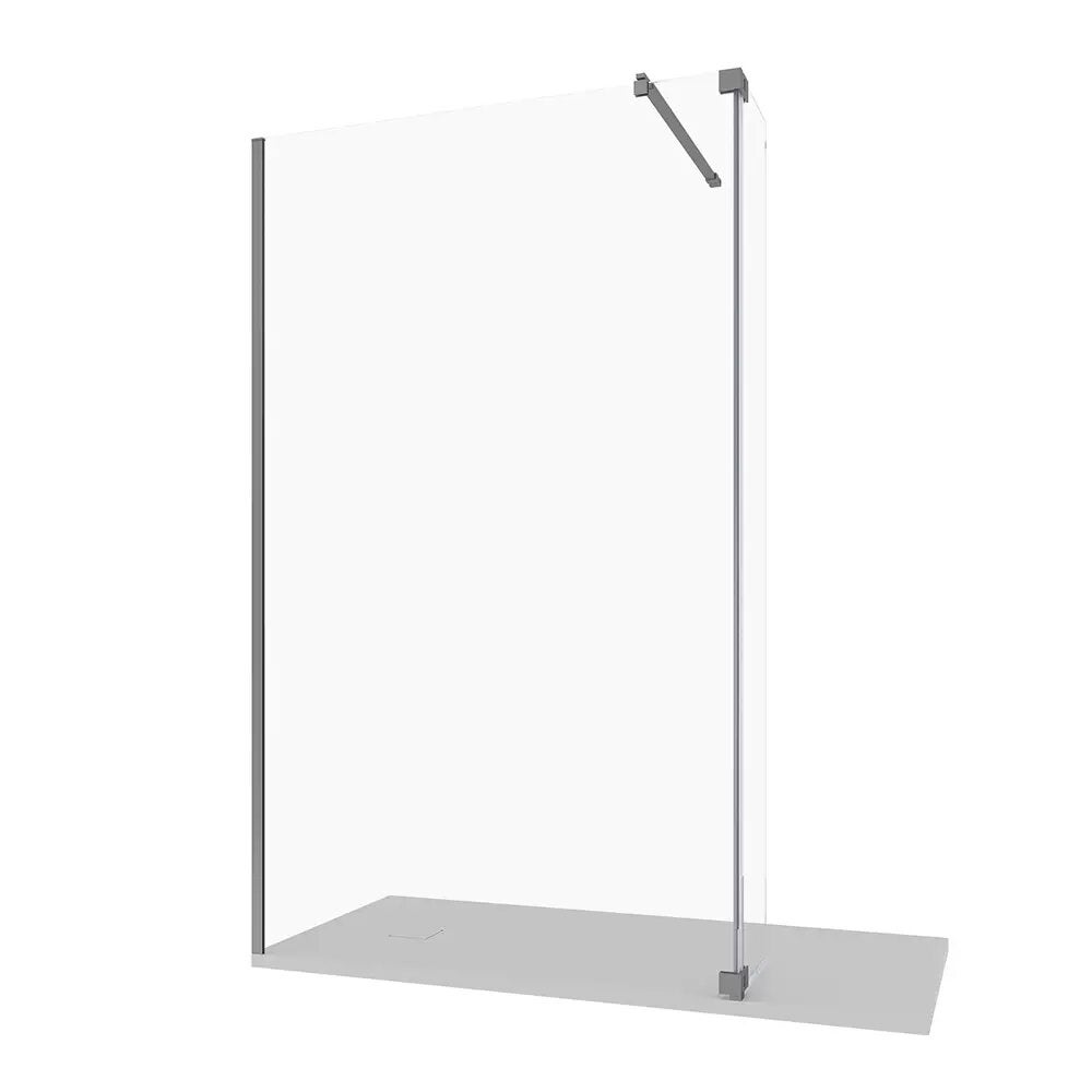 Douche à l'italienne 70 cm + porte 30 cm en verre trempé anti-calcaire 10 mm transparent, profilés chromés | Naxos - 3