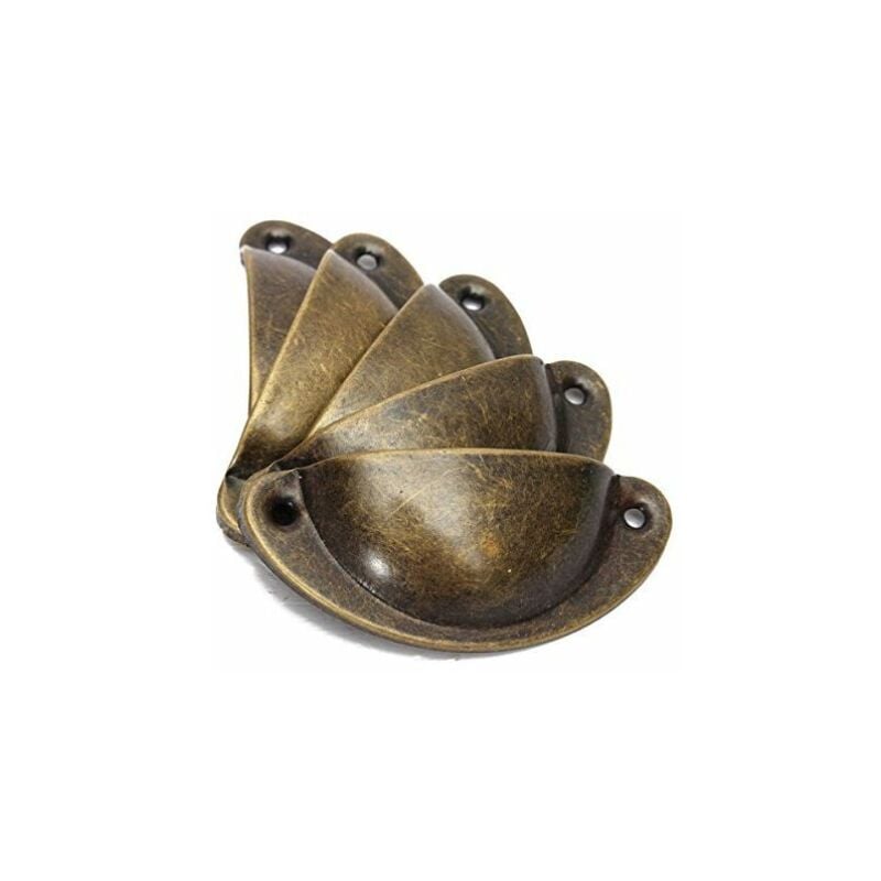 10 szt. Uchwyt muszelkowy w stylu vintage do szuflady, szafki, mebli kuchennych, gałka do drzwi szafy w stylu retro, 8,2 cm x 3,5 cm, antyczny mosiądz