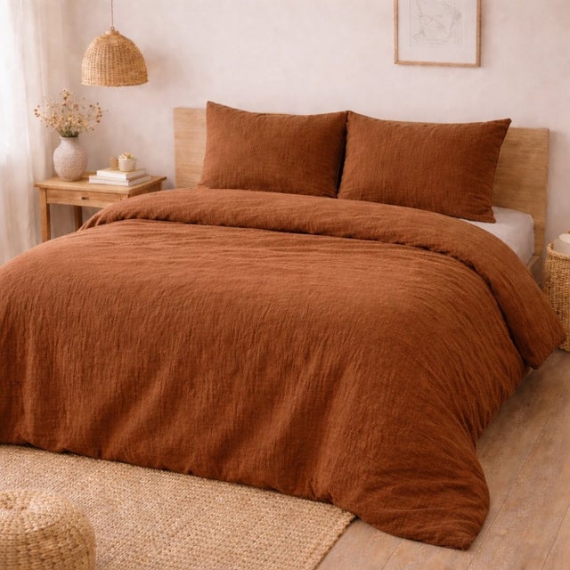 Parure de Lit en Gaze de Coton 240 x 220 cm - Marron Claire Naturel