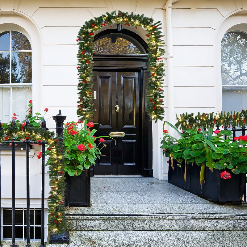 Guirlanda de Natal Guirlanda de Natal Artificial para Decoração de Porta de Lareira 5 m decorada com 100 LEDs com ornamentação com controlos remotos - 6