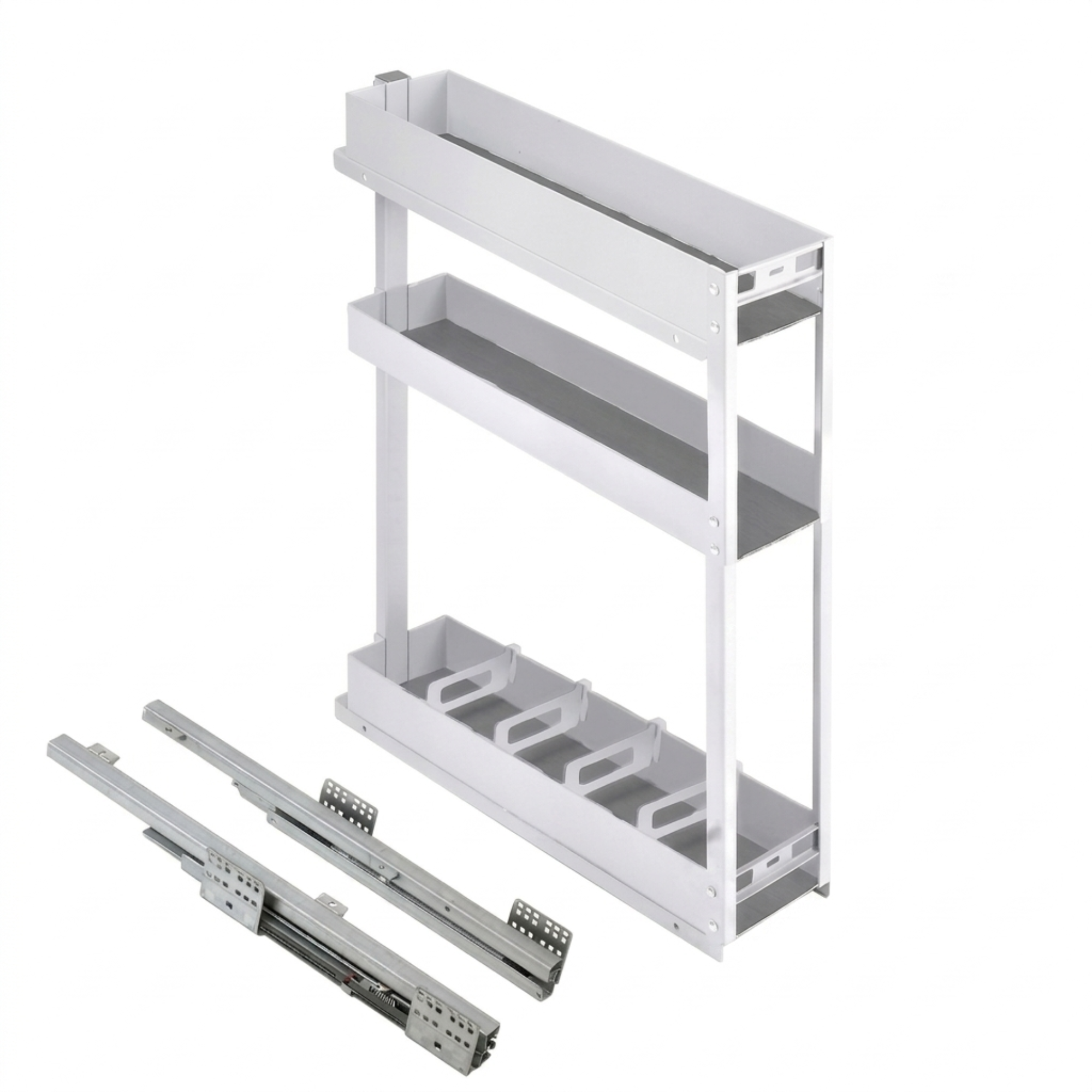 Botellero extraíble neo system blanco para mueble cocina 80x15 cm | organizador con cierre suave y extracción total