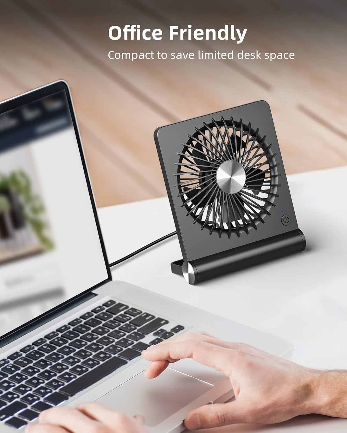 Ventilatore USB Da Tavolo Per PC - Mini Ventola Girevole Silenziosa, Alimentazione USB, Colore Nero - Foto 6