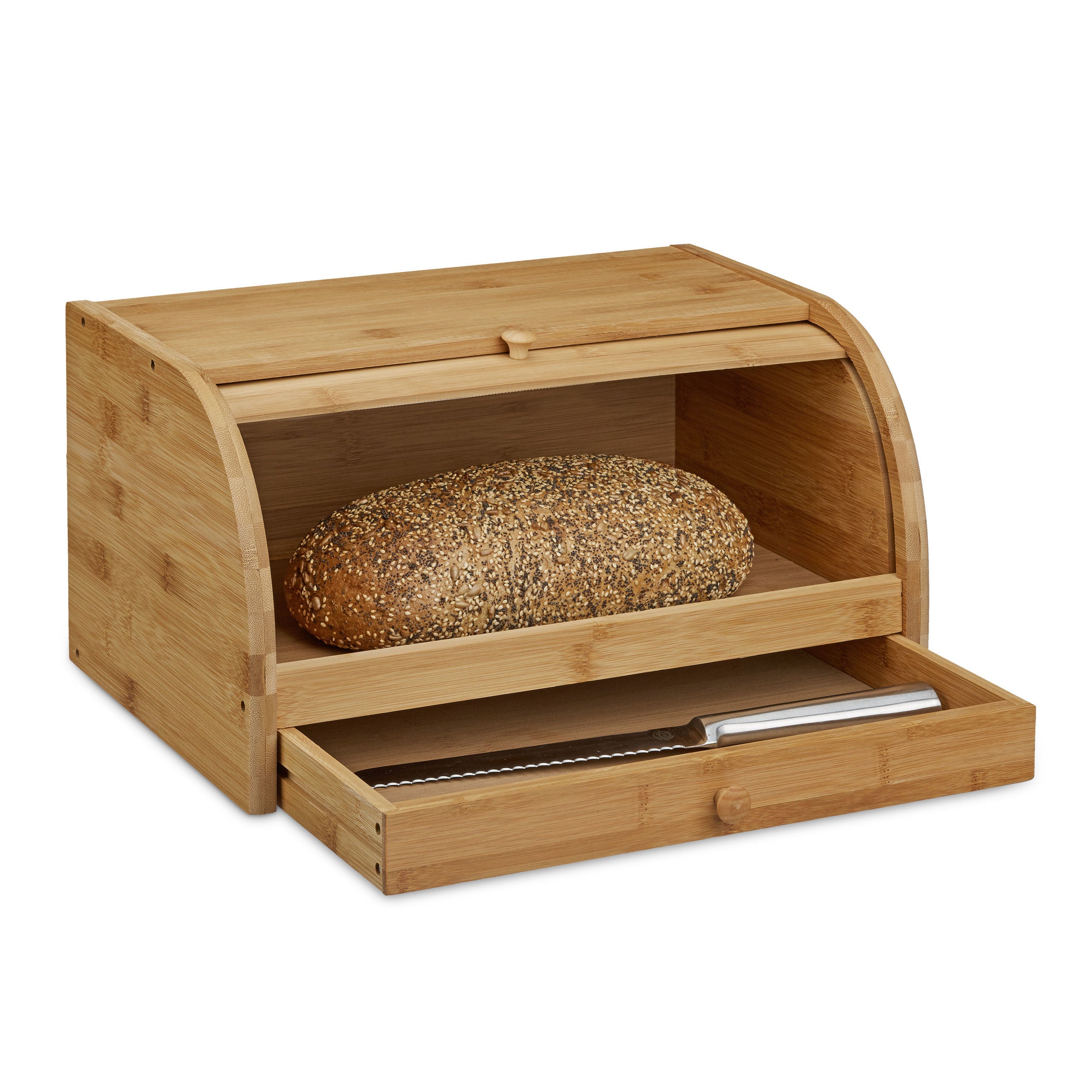 Scatola per Pane da Banco Cucina 1 Livello, Contenitore Stile Rustico