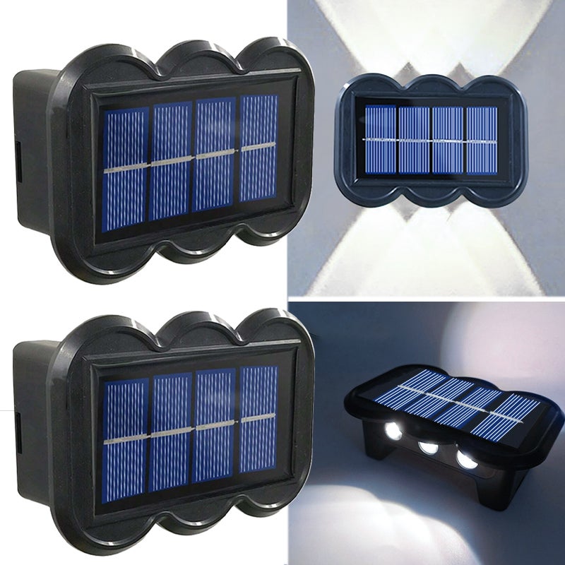 Zewnętrzne kinkiety solarne sztuki solarne lampy do oświetlania ścian od zmierzchu do świtu wodoszczelne światło słoneczne świecące w górę i w dół