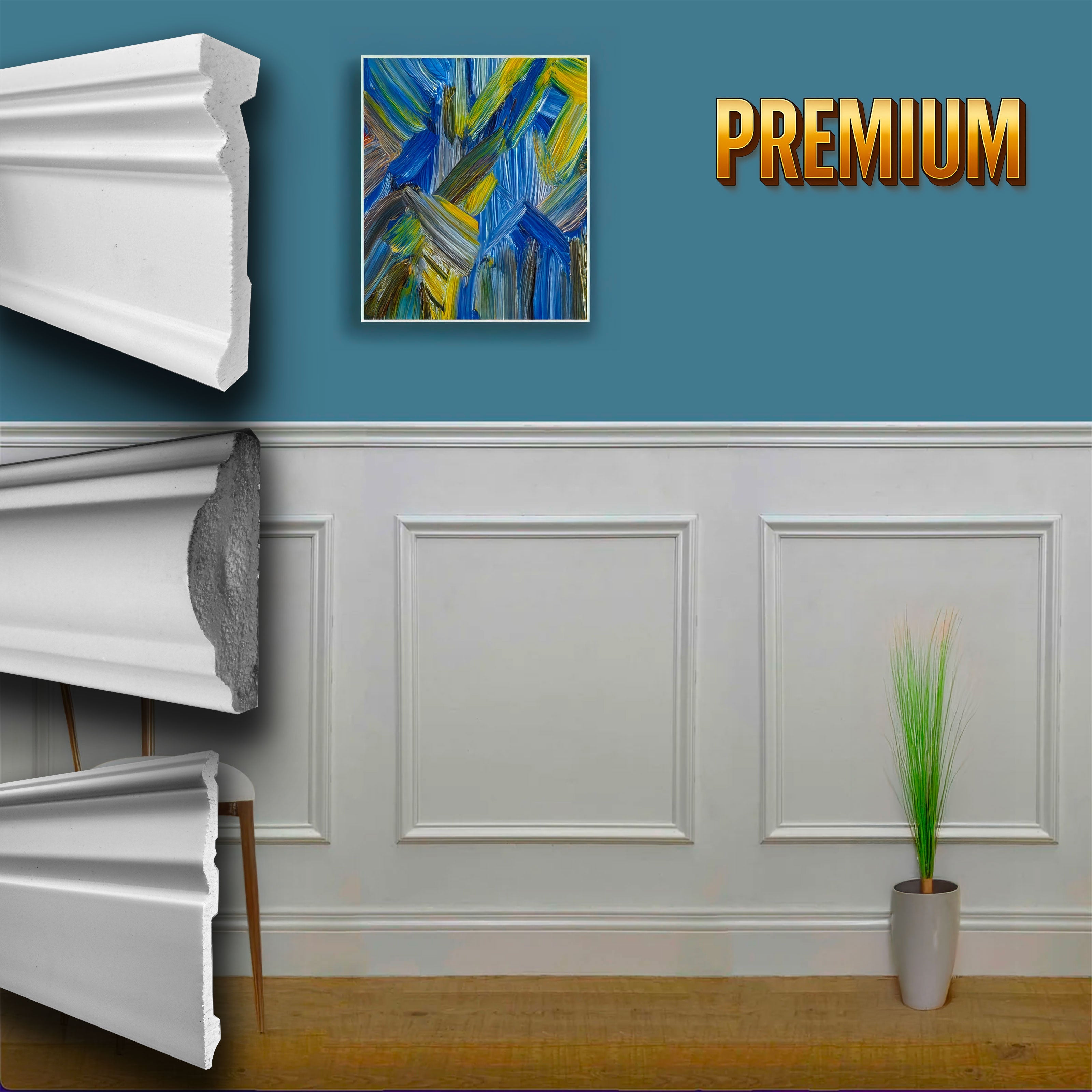 Kit 2 mètres de Boiserie murale PREMIUM "Décorative" (sans panneaux ...