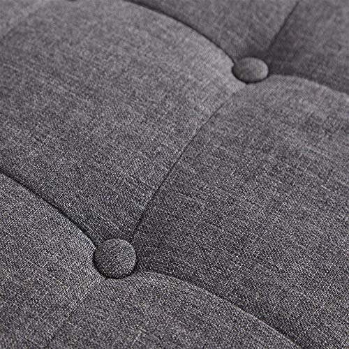 Cassapanca Pouf Contenitore Panca Sgabello Poggiapiedi in Tessuto Grigio Scuro - 3