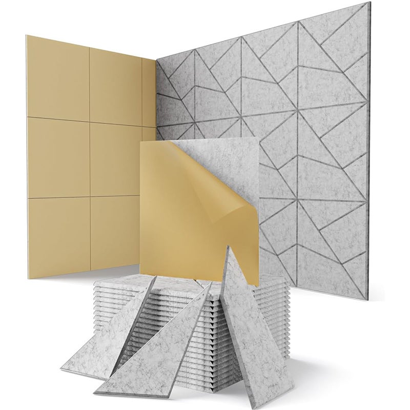 12 samoprzylepnych paneli wygłuszających 3D z włókna poliestrowego, odpowiednich do studiów nagraniowych KTV i biur - 30 cm x 30 cm