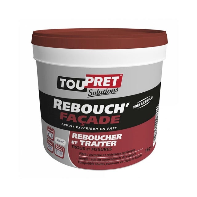 Enduit Rebouch'Façade en pâte - blanc - 1kg TOUPRET