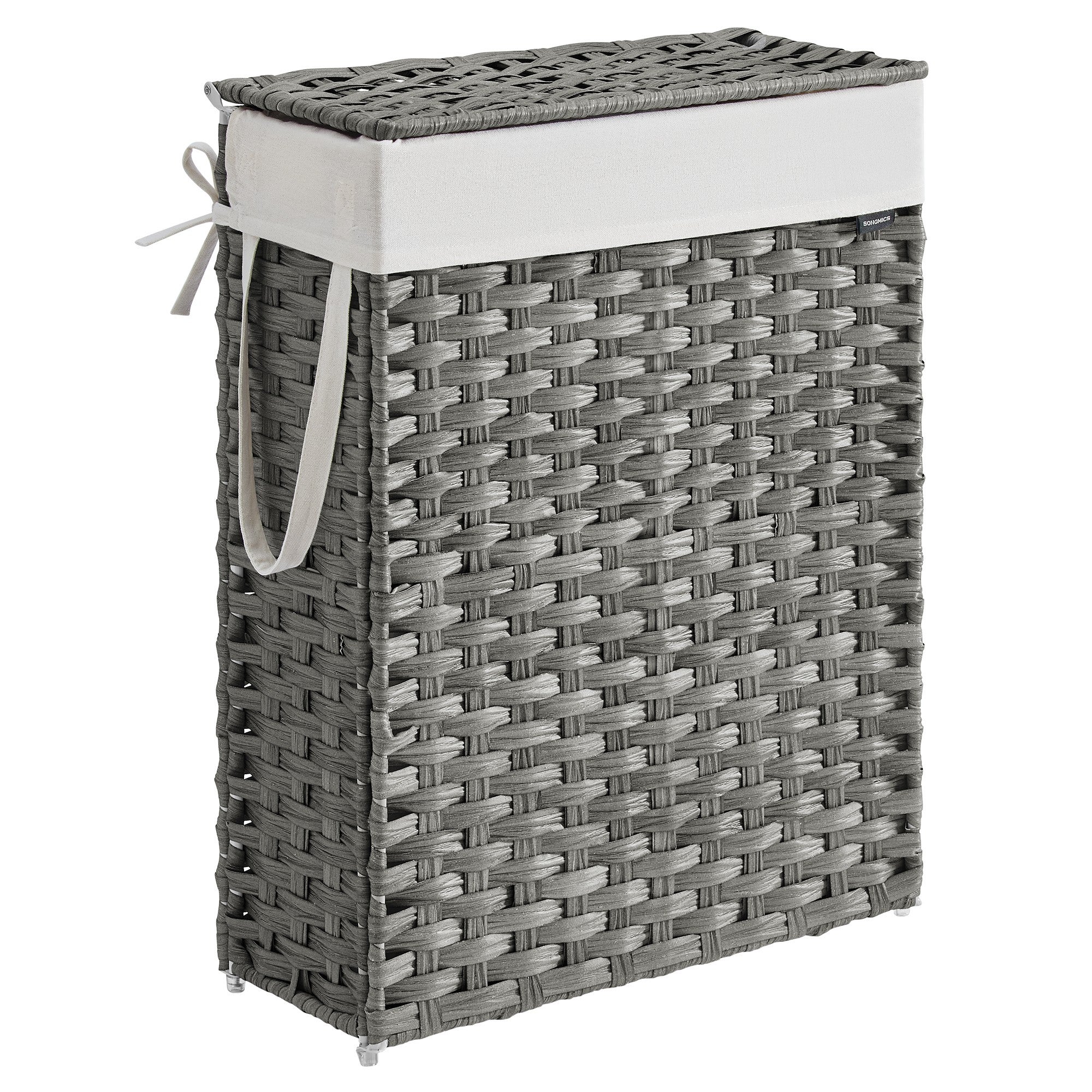 DEA HOME Z438M008 Cesta Portapanni In Rattan, 45L, 60x40x26 Cm, Bianco