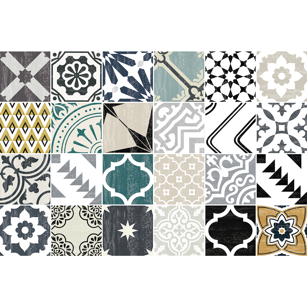 Sticker Mural Carrelage adhésif Cuisine Salle de Bain - 24 STICKERS CARREAUX DE CIMENT AUTHENTIQUES DANIELITA - 24stickers10x10cm - 2