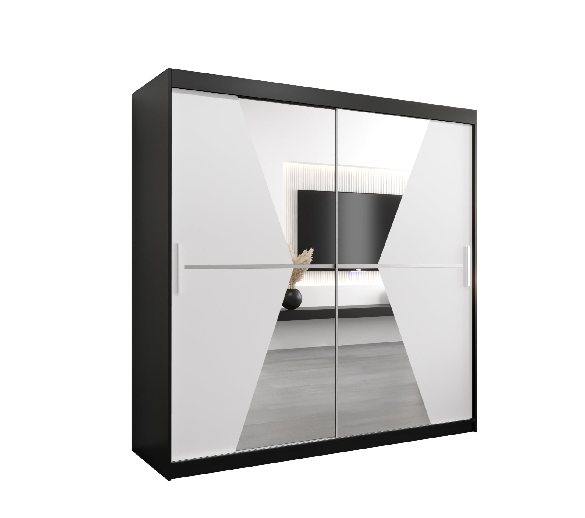 Szafa przesuwna garderoba MAROKO 200 x 62 x 200 cm Czarny + Biały - Abiks Meble