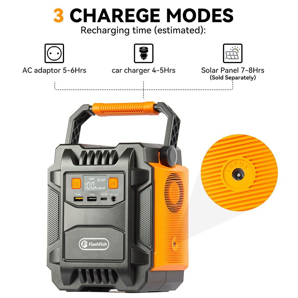 Station d'Énergie Portable Flashfish A201 200W - Batterie 172.8Wh/48000mAh - Prises AC 220V - Compatible Panneaux Solaires - Pour Camping & Urgence - 2