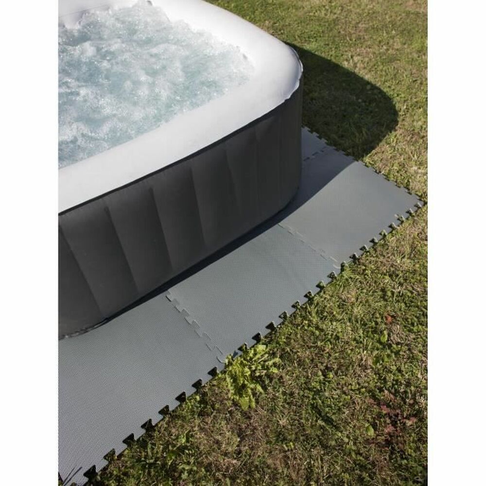 Lot de 9 dalles carrées pour piscine - 50 cm - Gre - Gris - 5