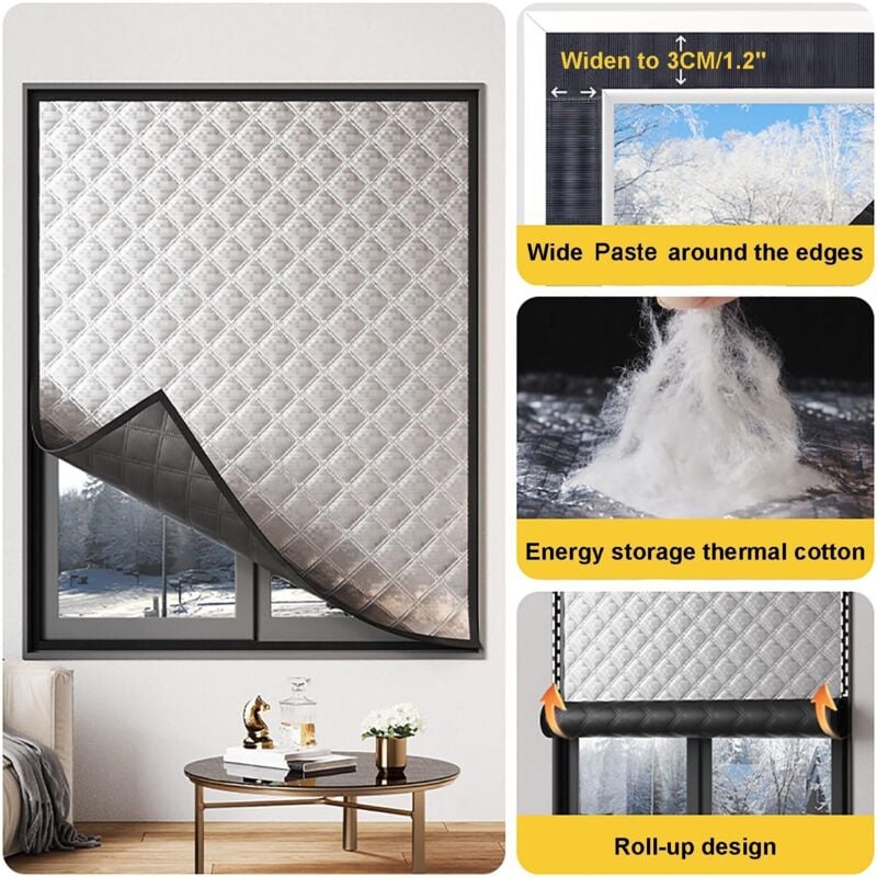 Pellicola isolante invernale autoadesiva per finestre, pellicola termoisolante invernale per finestre (larghezza 120 cm x larghezza 200 cm) - 2