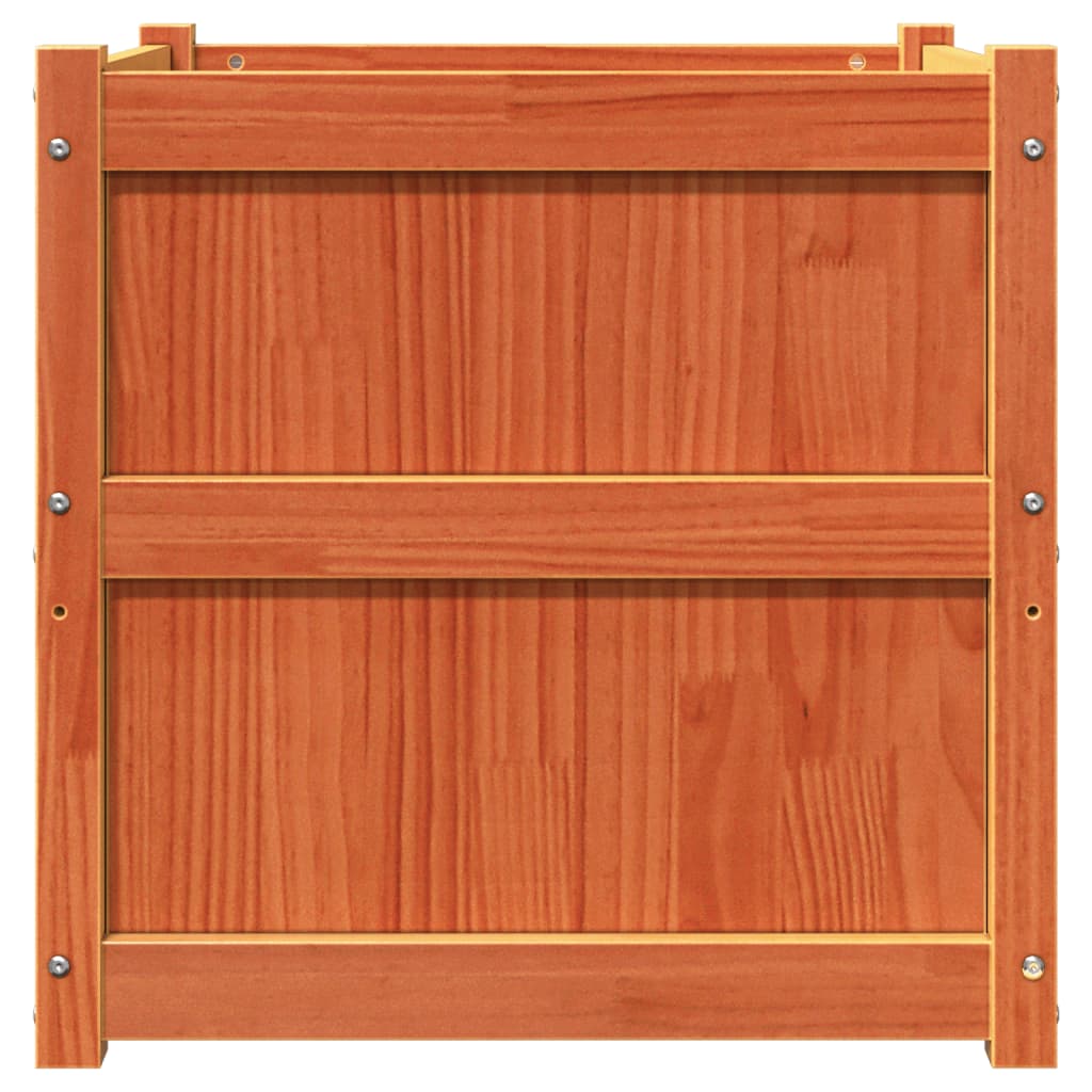 Jardinière, Bac à fleurs, Pot de fleurs cire marron 60x60x60 cm bois de pin massif n1913l - 5