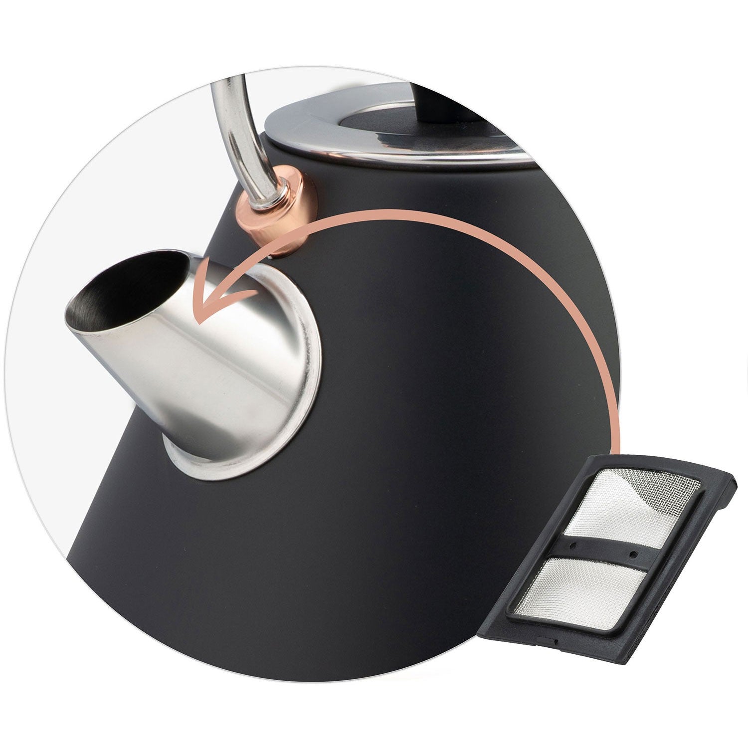 Bouilloire électrique rétro Berdsen BD-701 de 1,7L avec thermomètre noir - 8