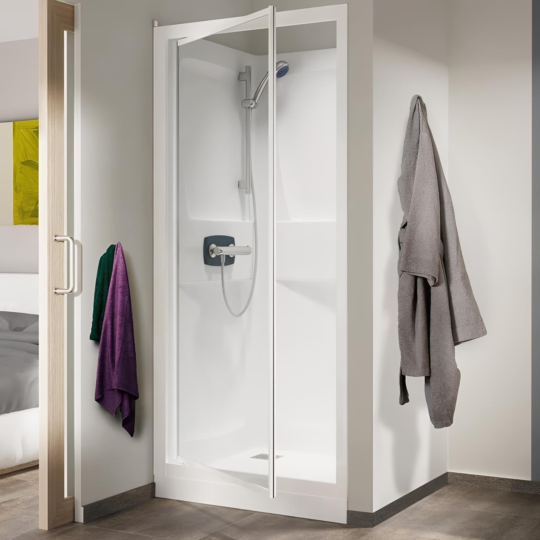 KAYA Porte de douche H 185 largeur réglable 86 à 89 cm verre transparent