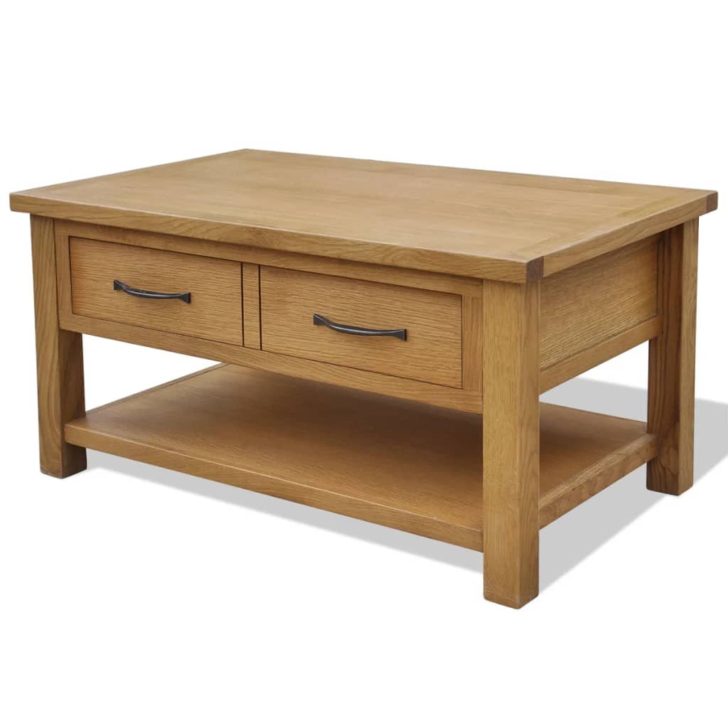 Vidaxl Mesa De Centro De Madera Maciza De Roble 88X53x45 Cm , Leroy Merlin
