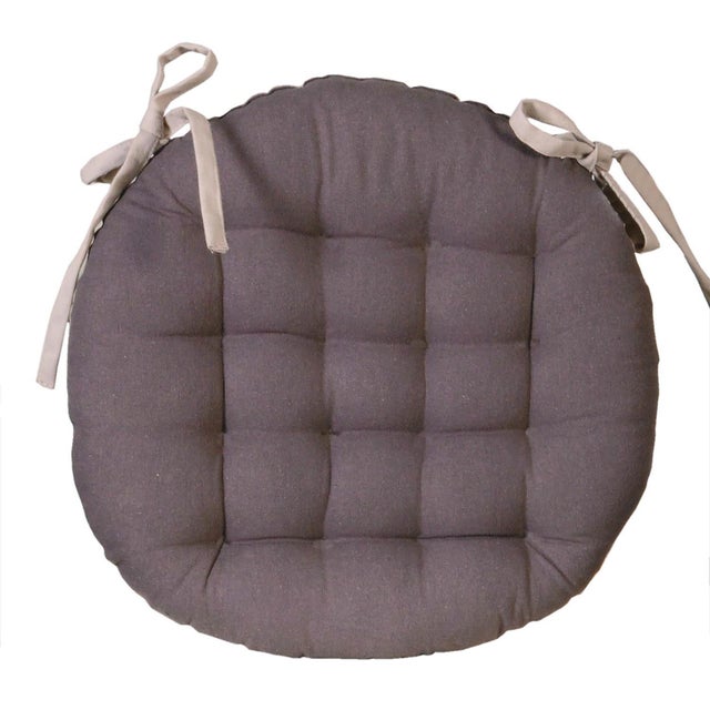 Galettes de chaise rondes Bicolores D.40cm, Lot de 6, Taupe/Anthracite, DYLREV