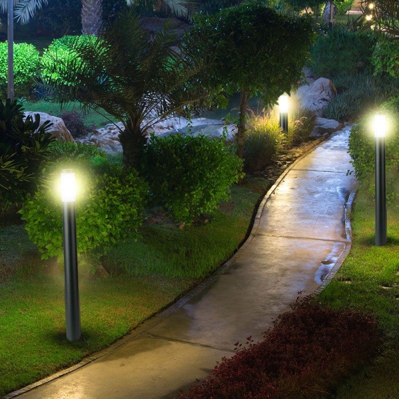 Piantana LED da Giardino 110cm con Portalampada E27 (max 60W) in Acciaio Inossidabile Grigio IP44 - 4