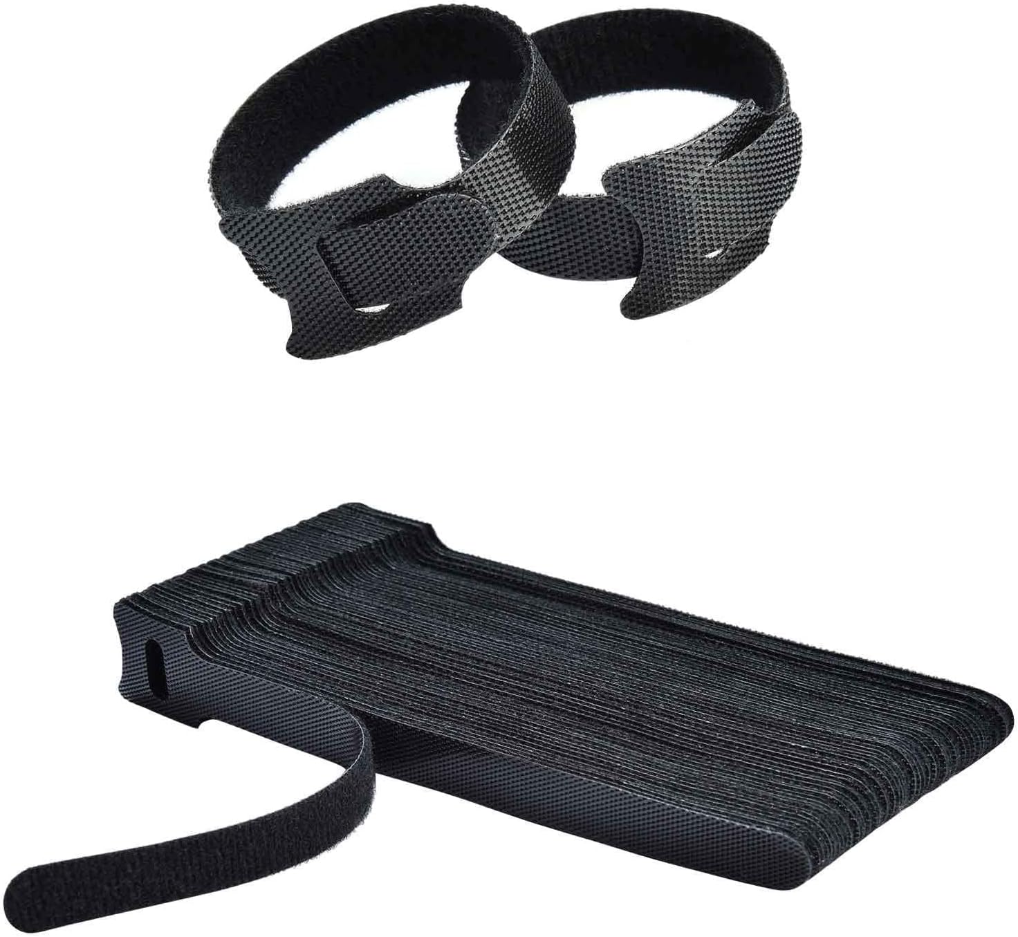 Lot De 150 Attaches De Câble Réutilisables Avec Crochet Et Boucle - 20,3 Cm Noir Et Gris Pour Organisation Maison, Bureau Et Câbles