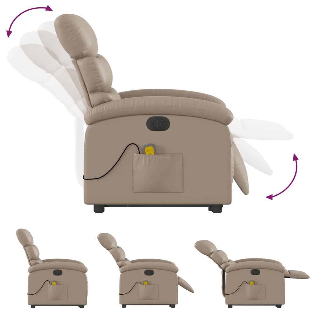 Fauteuil de massage，Fauteuil de Salon，Chaise de massage inclinable électrique cappuccino similicuir CDS86870 - 6
