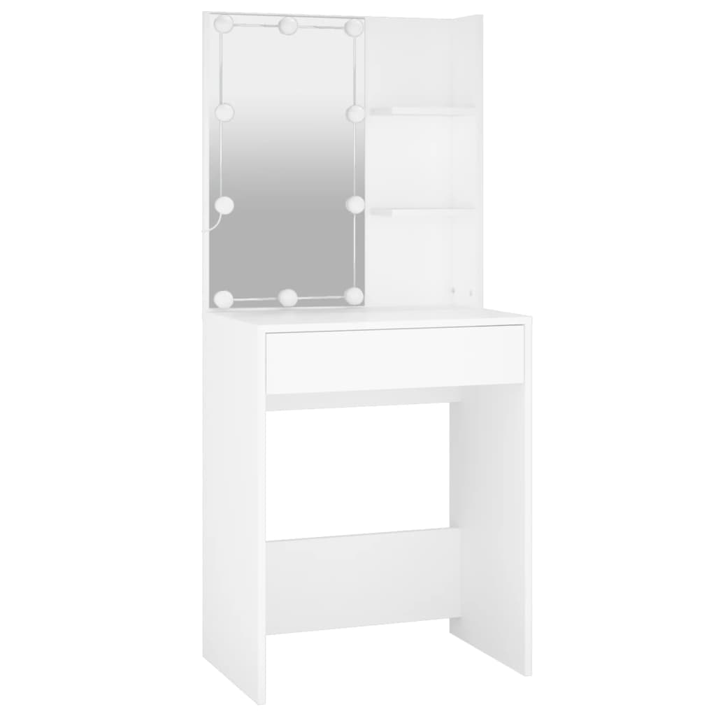 Coiffeuse avec miroir en bois Blanc H. 140 x l. 60 x P. 40 cm - 8