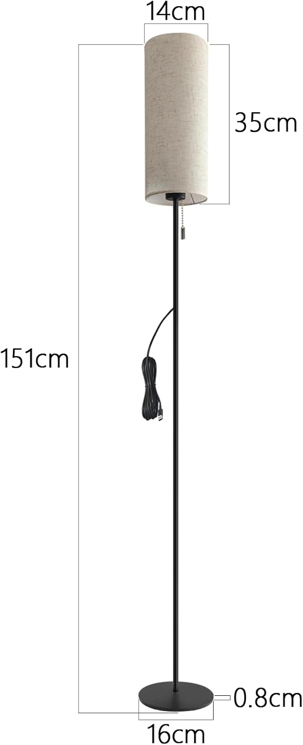 ZMH Lampa podłogowa LED Retro z kloszem z tkaniny ściemniającej do salonu z przełącznikiem kablowym - 5